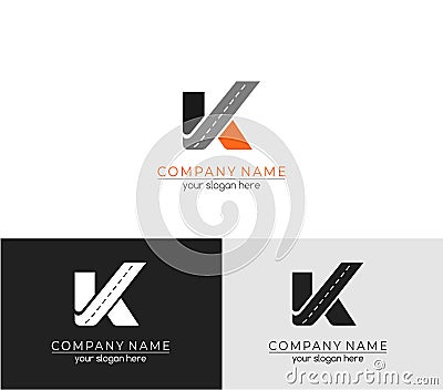 Letter K logo icon design template elements. Road, transport company Stock Photo