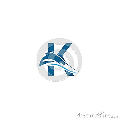 Letter K with stingray icon logo template illustration Vector Illustration