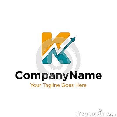 Letter K trade marketing logo design vector. initial K and chart diagram graphic concept. company, corporate, business, finance Vector Illustration