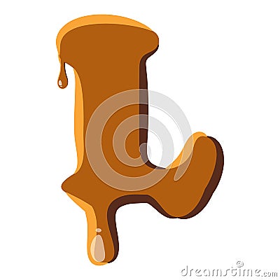 Letter L from caramel icon Vector Illustration
