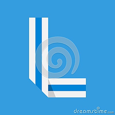 The letter L in the form of a rolled ribbon. Vector Illustration