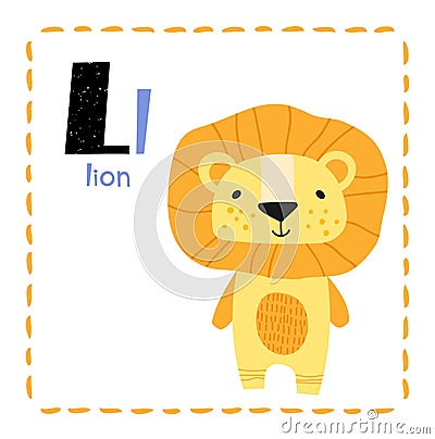 Letter L. Funny Alphabet for young children. Learning English for kids concept with a font in black capital letters in Vector Illustration