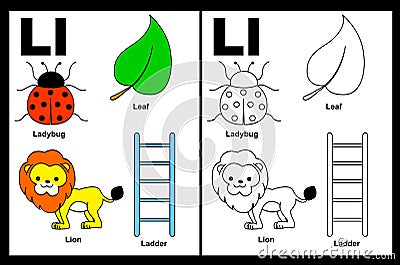 Letter L worksheet Vector Illustration