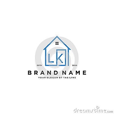 letter LK home logo design concept vector Vector Illustration