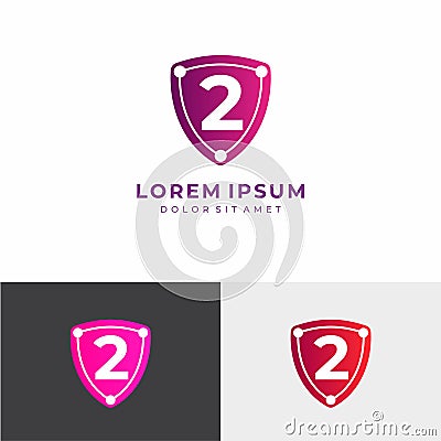 Letter 2 Logo. C Letter Design Vector with Shield Vector Illustration