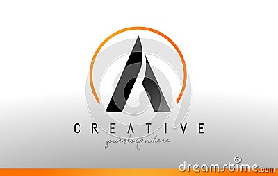 A Letter Logo Design with Black Orange Color. Cool Modern Icon T Vector Illustration