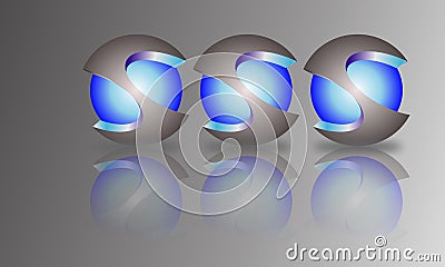 Letter logo design template colored grey blue circle sphere de Vector Illustration