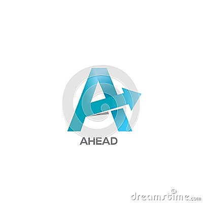 Letter A logo with its middle part pointing ahead Vector Illustration
