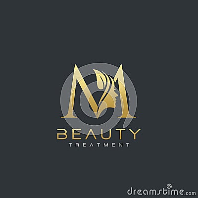 M Letter Luxury Beauty Face Logo Design Vector Vector Illustration