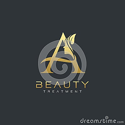 A Letter Luxury Beauty Face Logo Design Vector Vector Illustration