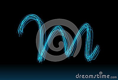 Letter M in Black Background Stock Photo