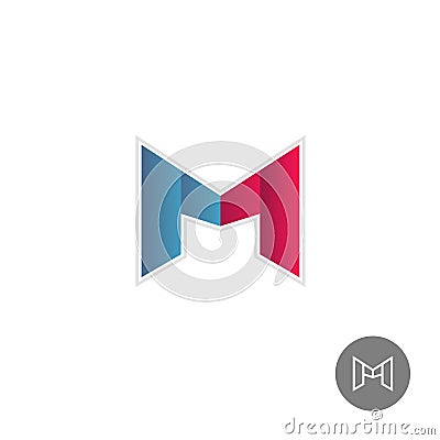 Letter M colorful ribbons logo Vector Illustration