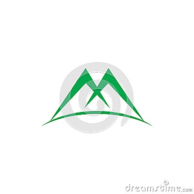 Letter m green mountain logo vector Vector Illustration