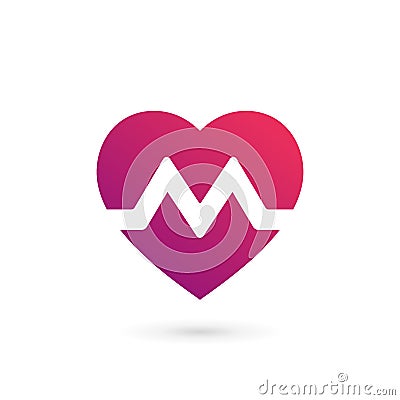 Letter M heart logo icon design template elements Vector Illustration
