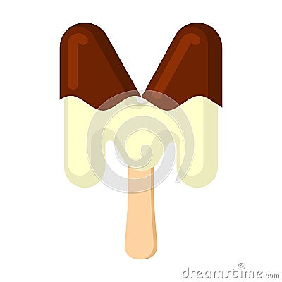 Letter M Ice Cream font. Popsicle alphabet. Cold Sweet lettering Vector Illustration