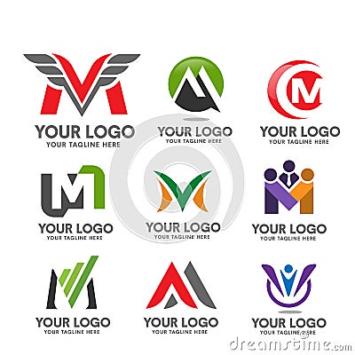 Letter M logo set Vector Illustration