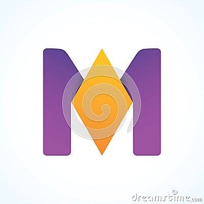 Letter M logo sign, Paper material design, Vector Vector Illustration