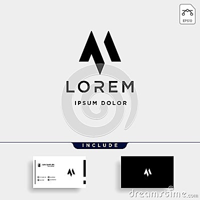 Letter M AM MA MM Monogram Logo Design Minimal Cartoon Illustration