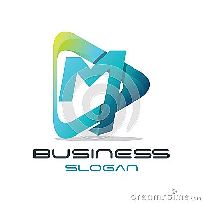 Letter M Media Logo Vector Illustration