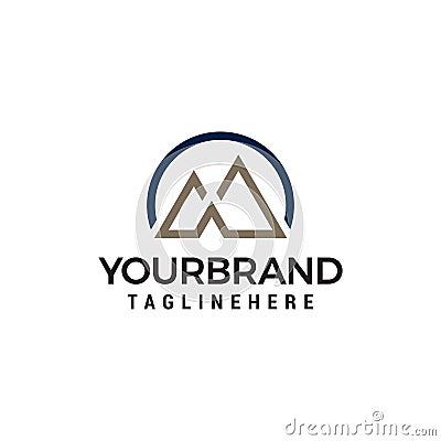 Letter M Mountain minimalist logo design concept template Vector Illustration