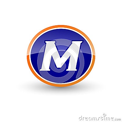 Letter M with Oval Logo Design Vector Illustration