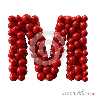 Letter M with red colored shiny balls. realistic vector illustration Vector Illustration