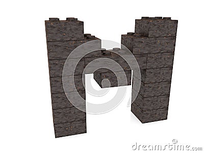 Letter M from rusty metal toy bricks Stock Photo