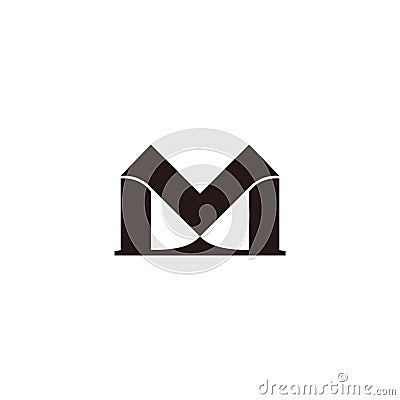 Letter m simple shadow ribbon shadow logo vector Vector Illustration