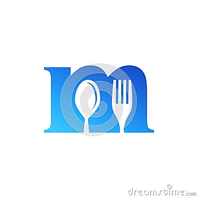 Letter M Spoon and Fork Logo Design Vecktor Vector Illustration