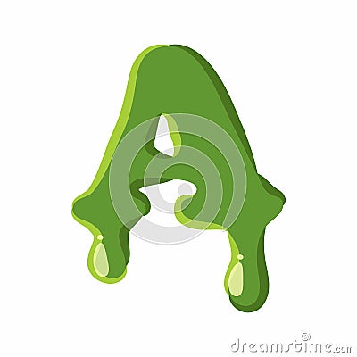 Letter A made of green slime Vector Illustration