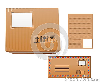 Letter, mail, package, cardboard, illustration Stock Photo