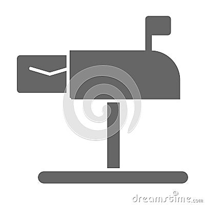 Letter in mailbox solid icon, delivery service symbol, received mail vector sign on white background, mailbox side view Vector Illustration