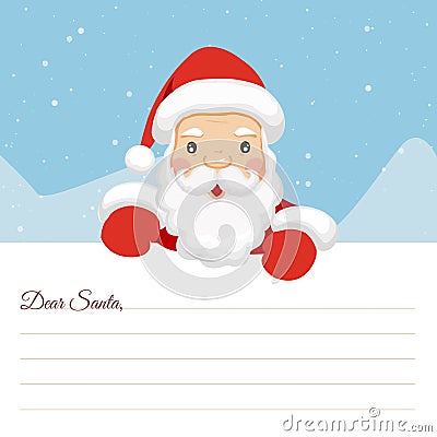 Letter merry christmas. Letter to santa. Dear santa.Dear Santa letter. Christmas Greeting Card. List from the children`s. Christma Vector Illustration