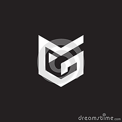 Letter mg flat triangle geometry logo vector Vector Illustration