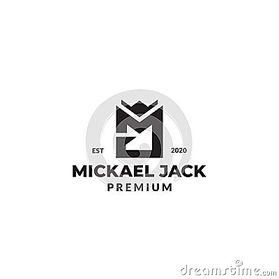 Letter MJ and JM with crown logo design Vector Illustration