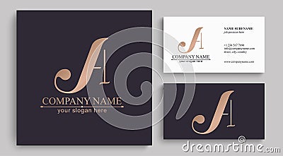 A letter monogram. Elegant luxury logo. Calligraphic style. Corporate identity and personal logo. Vector design Editorial Stock Photo