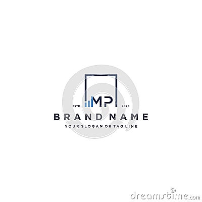 letter MP square logo finance design vector Vector Illustration