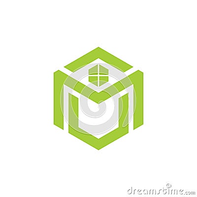 Letter mu home geometric logo vector Vector Illustration