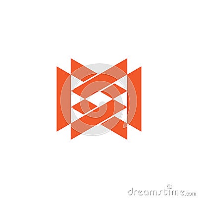 Letter mw linked triangle geometric logo vector Vector Illustration