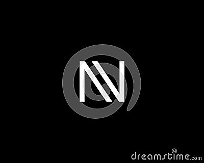 A letter N black and white logo. Dynamic monogram linear logotype. Flat vector logo template. Vector Illustration