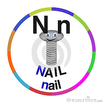 Letter N Cartoon Vector Illustration for Fridge Magnets or Flashcards Vector Illustration