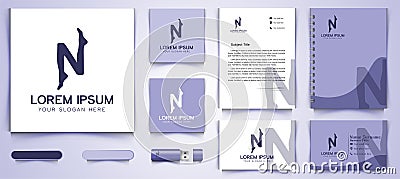 letter N and feet acupuncture logo and business card branding template designs Inspiration Isolated on White Background Vector Illustration