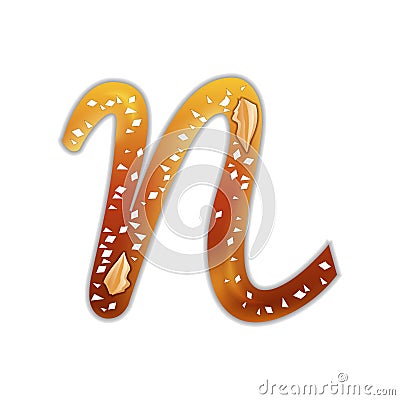 Letter n in the form of a pretzel Vector Illustration
