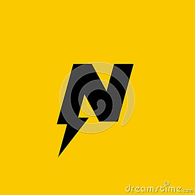 Letter N lightning logo icon design template elements Vector Illustration