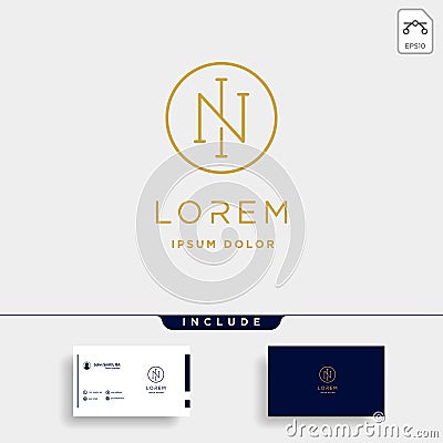 Letter N NI IN Monogram Logo Design Minimal Icon Vector Illustration