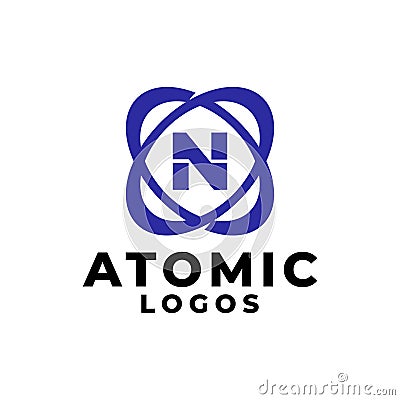 Letter N with an orbit or atom shape, good for any business related to science and technology Stock Photo