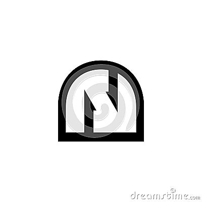 Letter n symbol geometric opposite arrow logo vector Vector Illustration