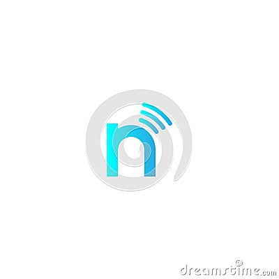 Letter n, Wireless connecting logo Vector Illustration