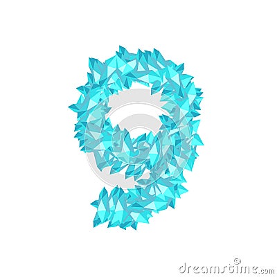 The letter number nine or 9, in the alphabet Crystal diamond 3D virtual set illustration Vector Illustration