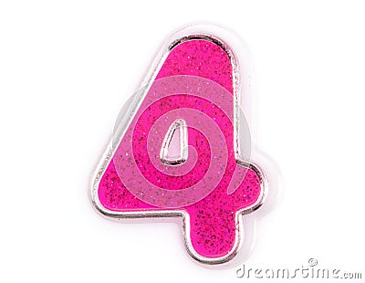 Letter number 4 symbol pink color on a white background, Pink number symbol Stock Photo